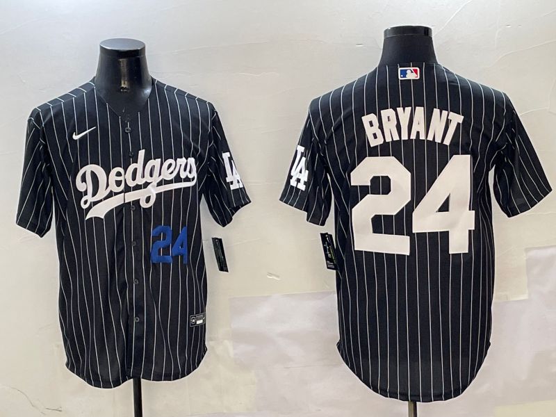 Men Los Angeles Dodgers #24 Bryant Black Stripe Jointly Name 2025 Nike MLB Jersey style 12->los angeles dodgers->MLB Jersey